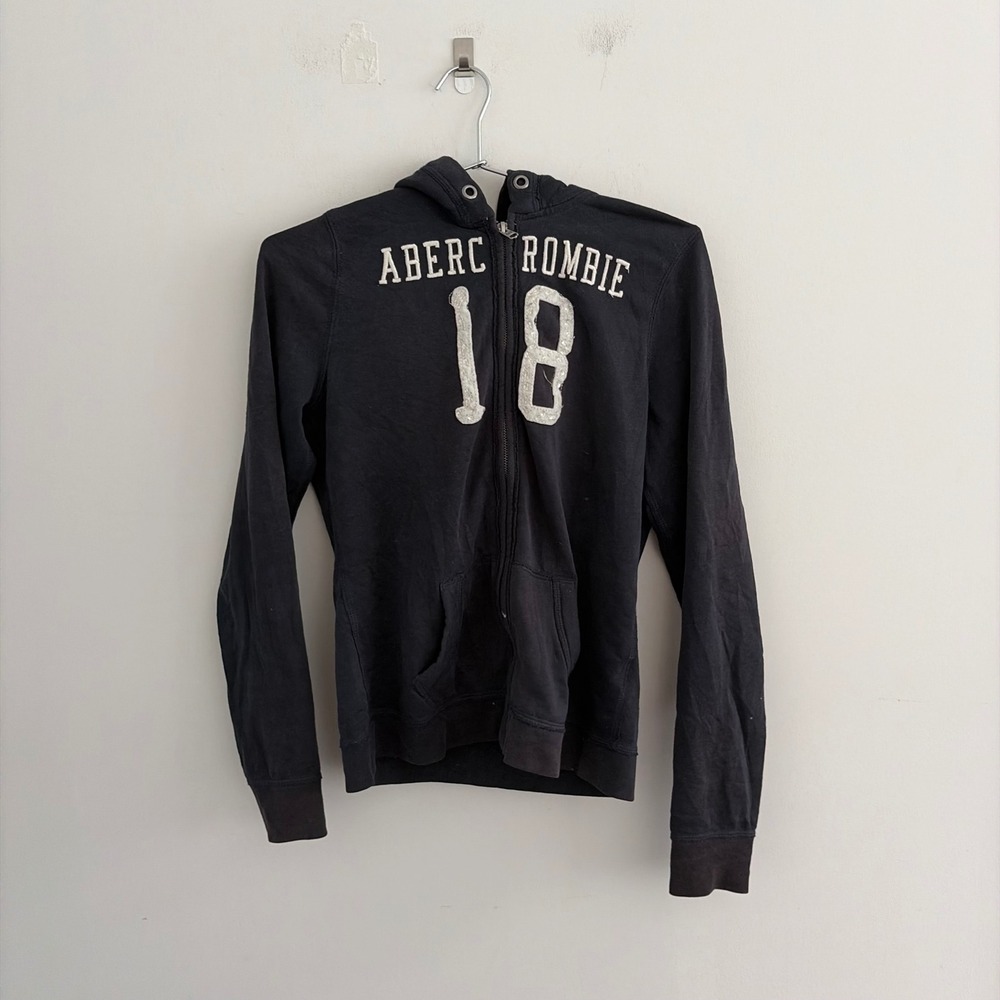 Abercrombie & Fitch Womens Navy Blue Zip Up Hoodie Sweatshirt 18 Large